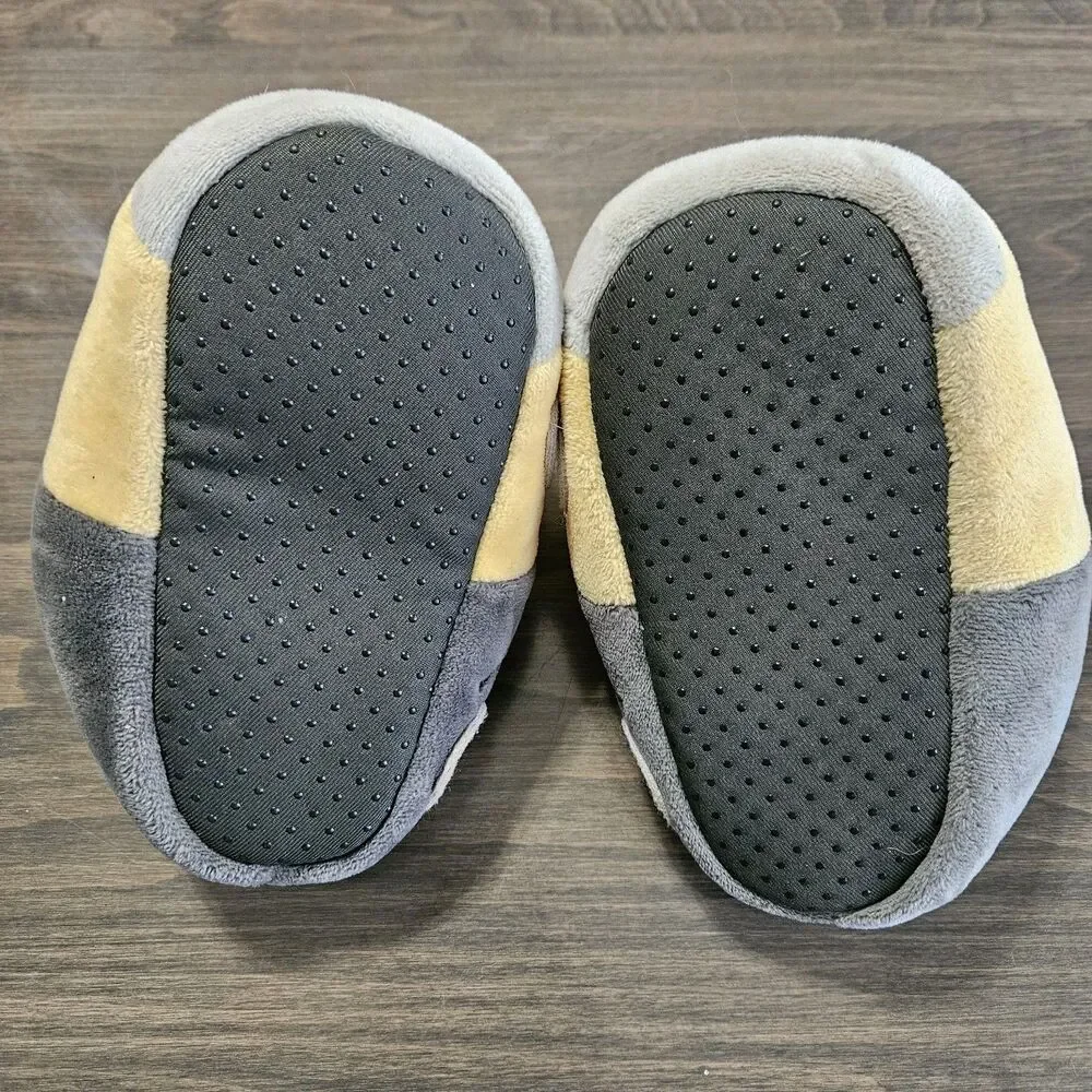 Carter's Toddler Boy Truck Slippers Yellow Grey Plush Soft